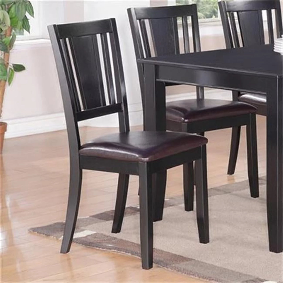 Black Faux Leather Upholstered Dining Chair qty 2 A388
