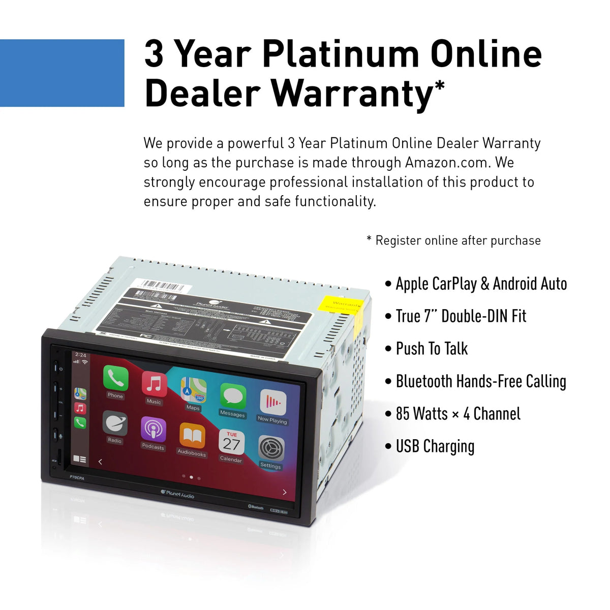 Double Din 7 Inch Touchscreen Car Stereo with Apple CarPlay Android Auto Bluetooth K968