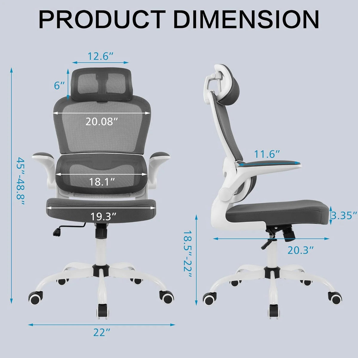 Ergonomic Office Chair with Wheels, Lumbar Support, Headrest and Flip-up Armrest A244588