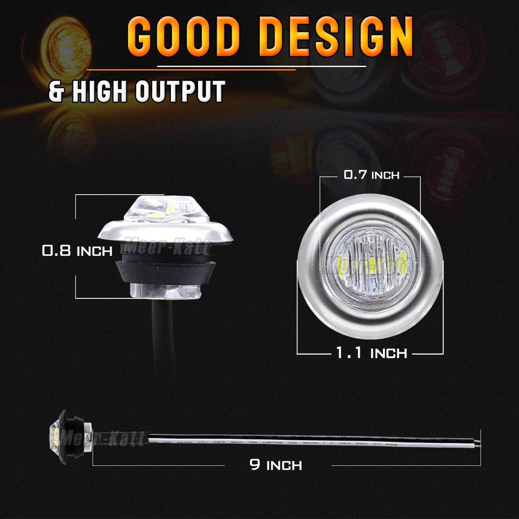3/4 Inch Round Amber LED Side Marker Lights 100 Pack Q66853