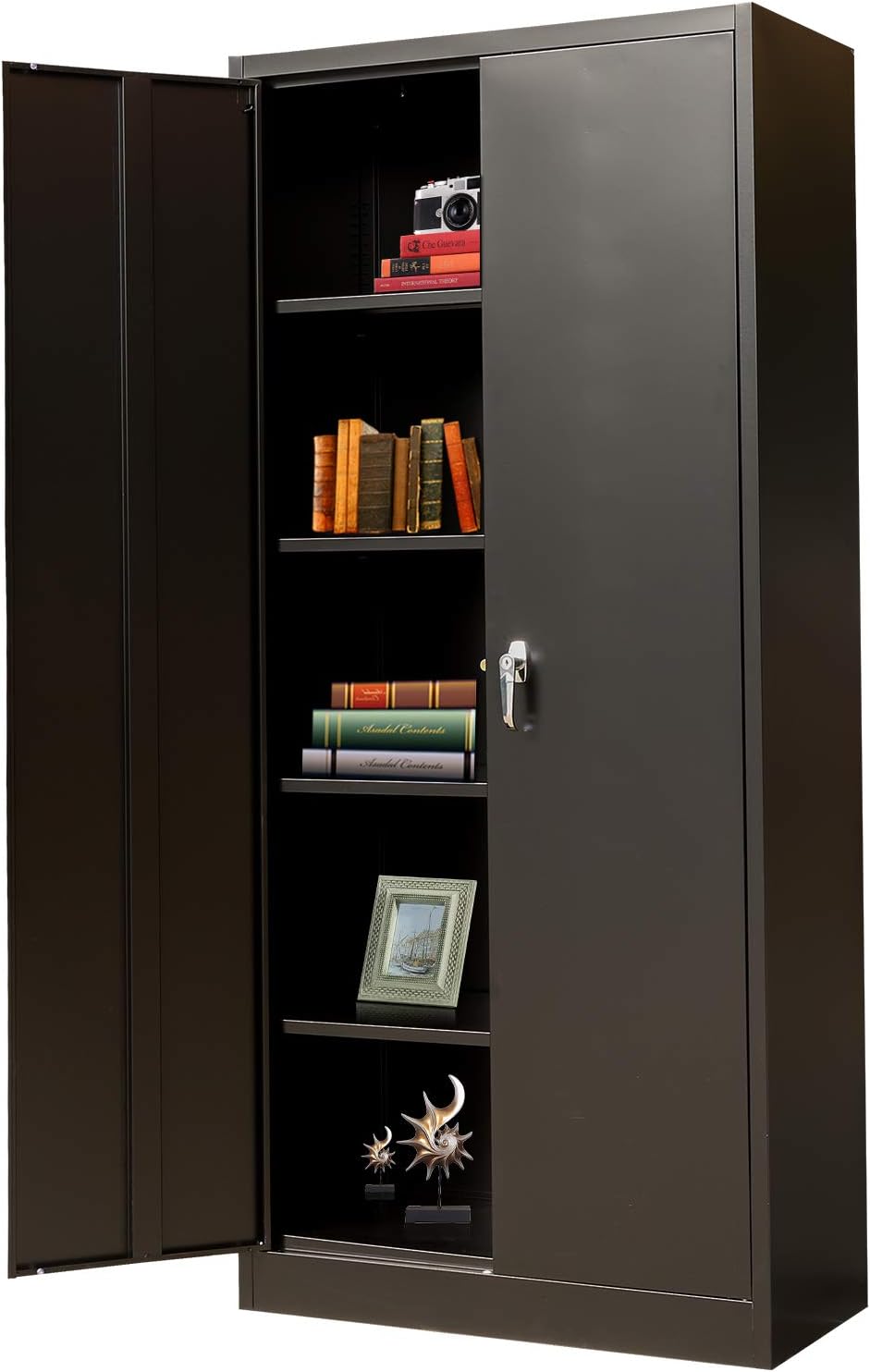 Lockable Steel Storage Cabinet with 2 Doors and 4 Shelves Y9619