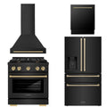 30 Gas Range, Range Hood, Refrigerator with Water & Ice Dispenser, Dishwasher A980