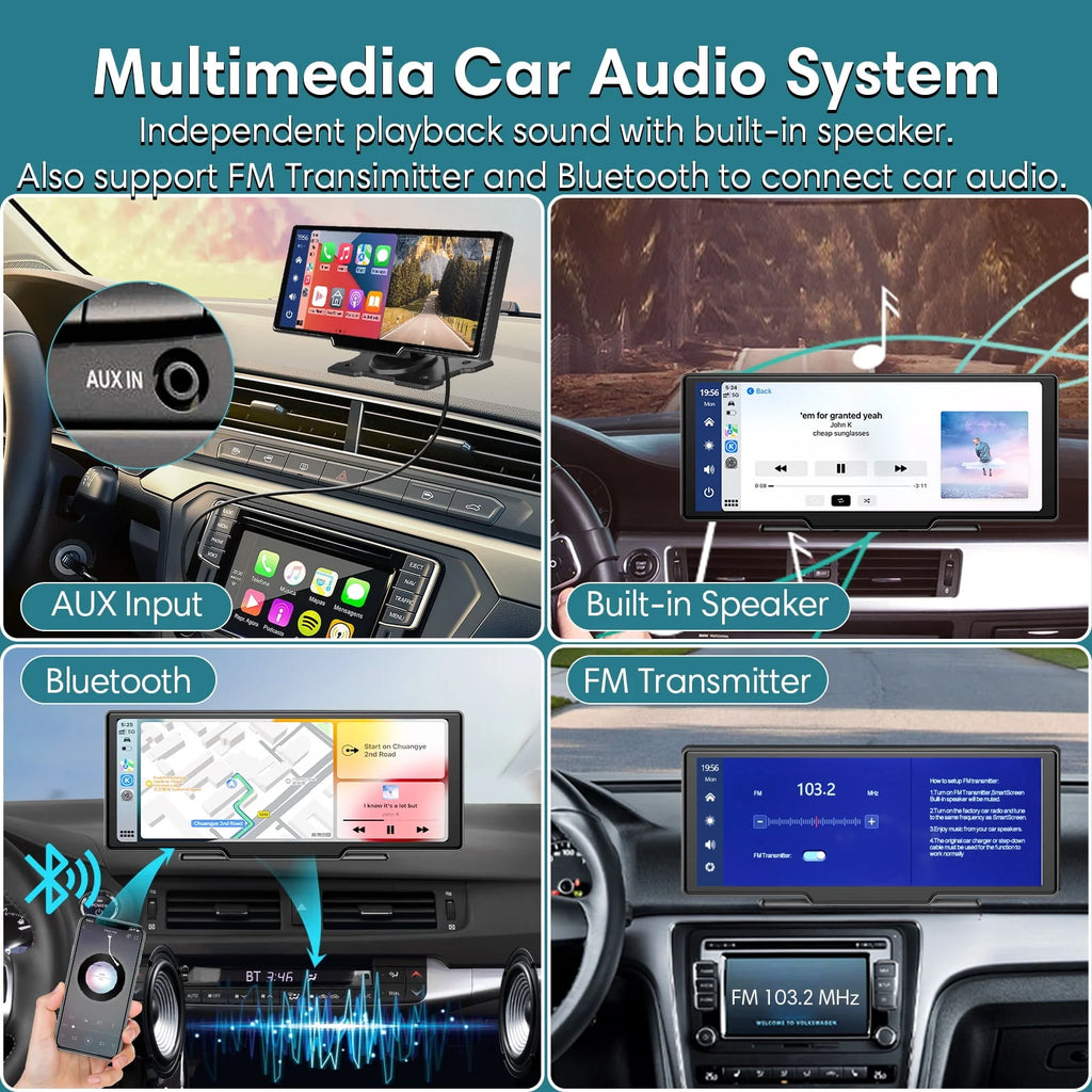 9.3 Portable Car Stereo with 2.5K Dash Cam and Backup Camera G977540