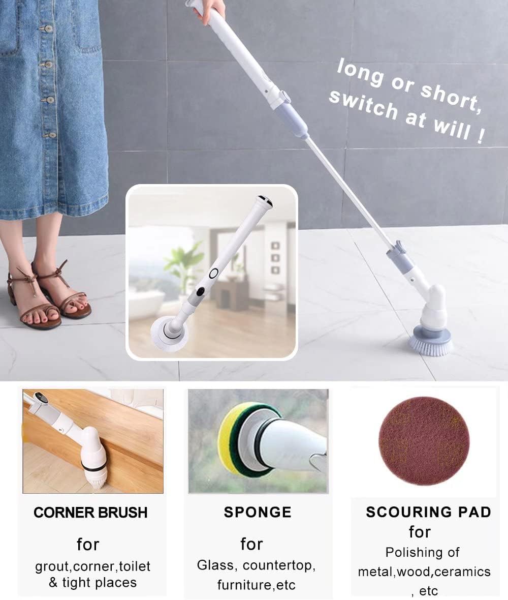 Cordless Electric Spin Scrubber 6 in 1 Power Drill Brush Set Pack of 2 S6924