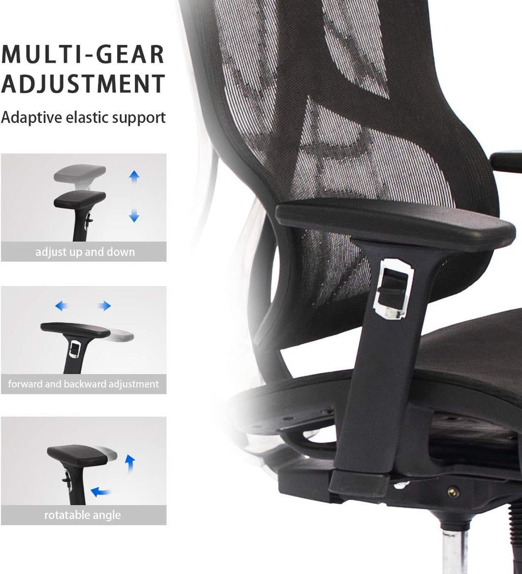 Black Ergonomic Mesh Office Chair with Headrest and 3D Armrest O41302