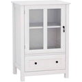 Buffet Storage Cabinet with Glass Panel Doors and Adjustable Shelf T7019