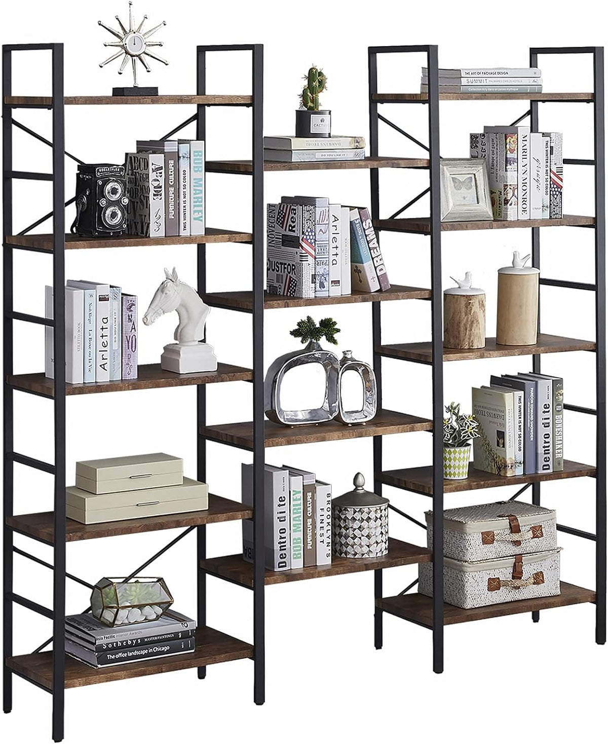 5-Tier Wood and Metal Bookshelf O384