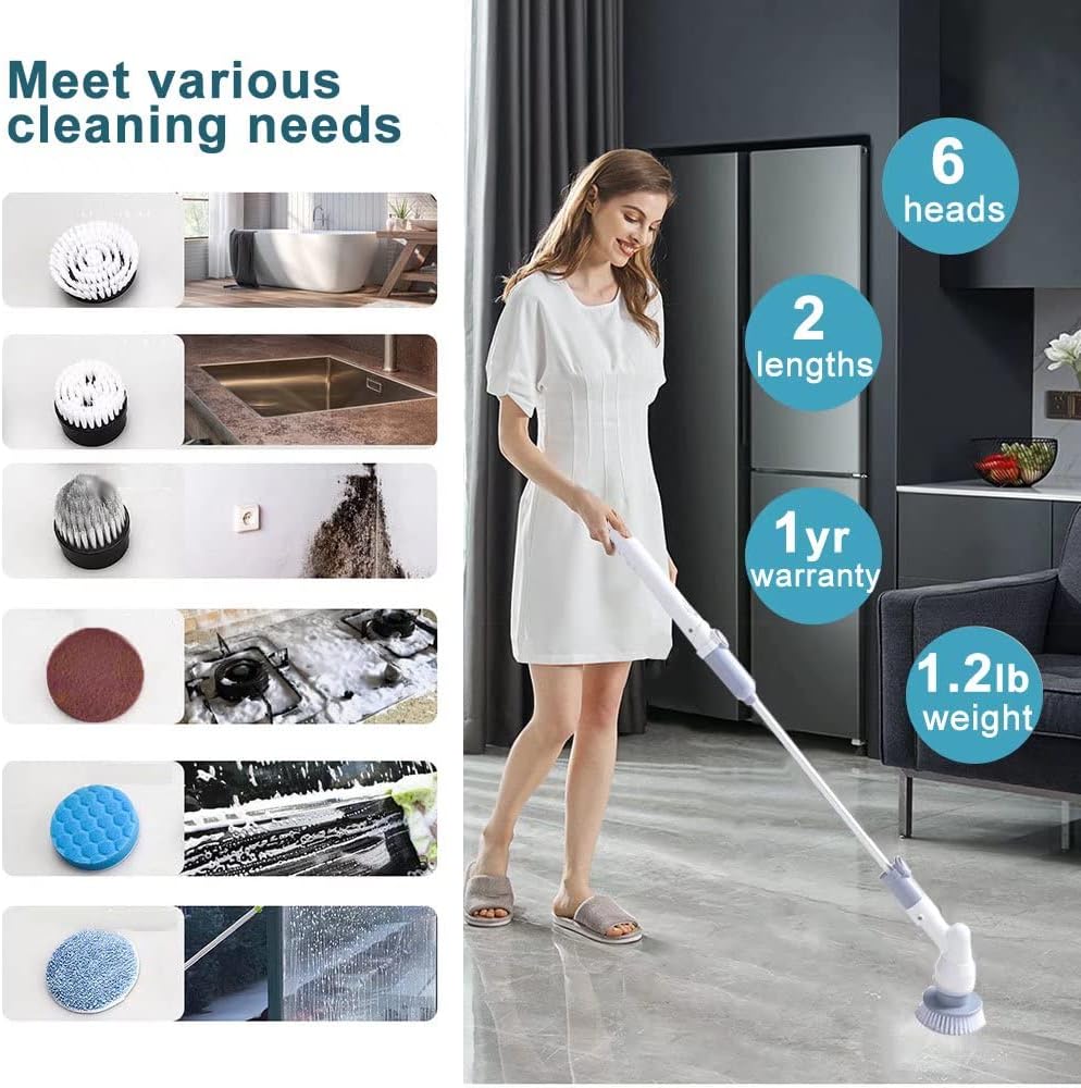 Cordless Electric Spin Scrubber 6 in 1 Power Drill Brush Set Pack of 2 S6924