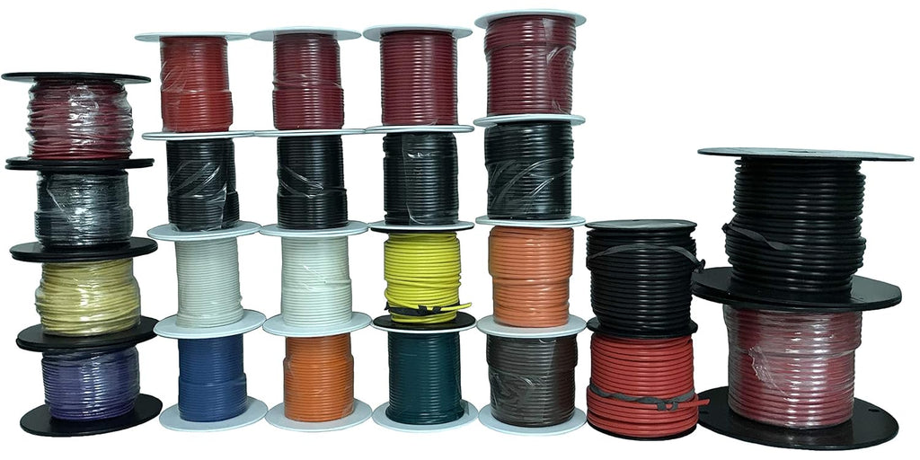 Automotive Electrical Primary Wire 100 FT Rolls 10 AWG to 20 Gauge A22335