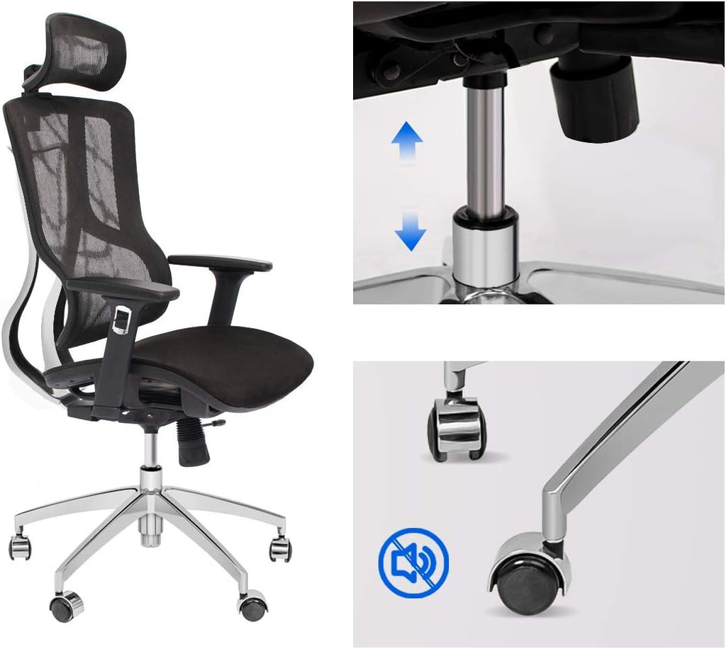 Black Ergonomic Mesh Office Chair with Headrest and 3D Armrest O41302