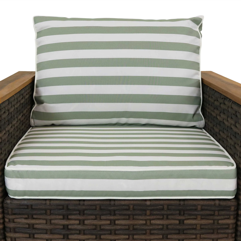 Rattan and Acacia Wood 4pc Patio Conversation Furniture Set with Cushions J533738