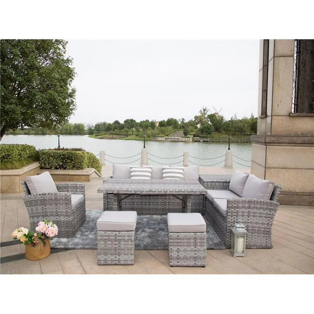 7 Piece Outdoor PE Rattan Wicker Patio Sofa Set with Cabinet E237