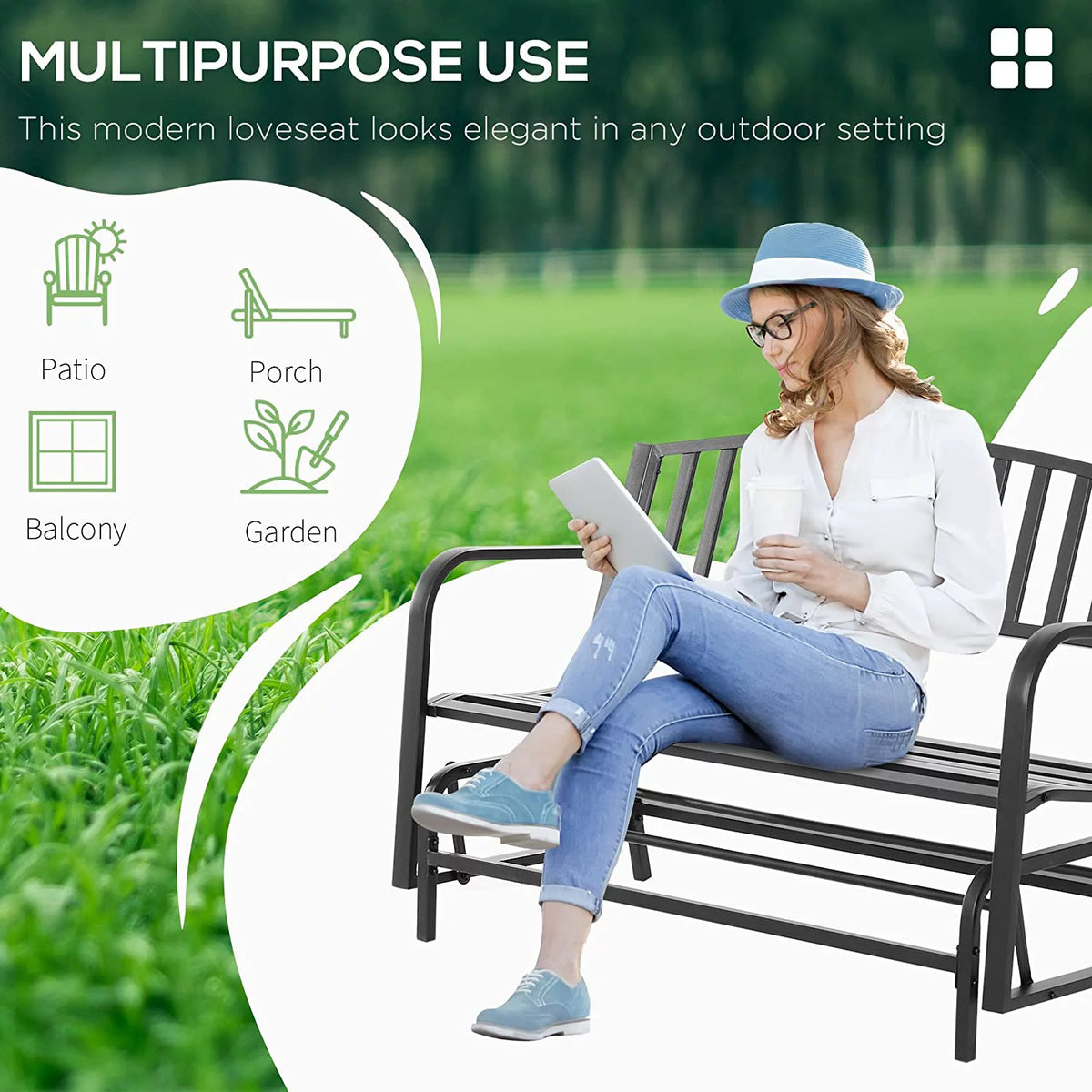 Black Patio Glider Bench E236110