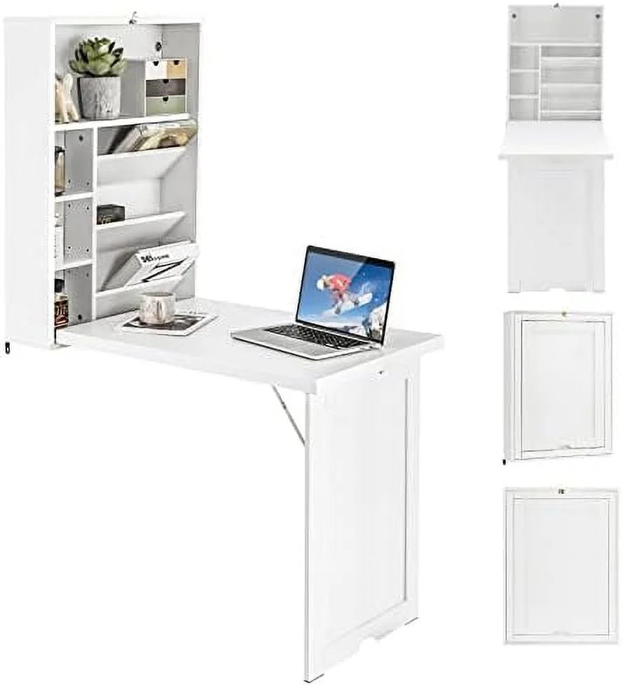 Wall Mounted Folding Desk with Adjustable Shelves L407158