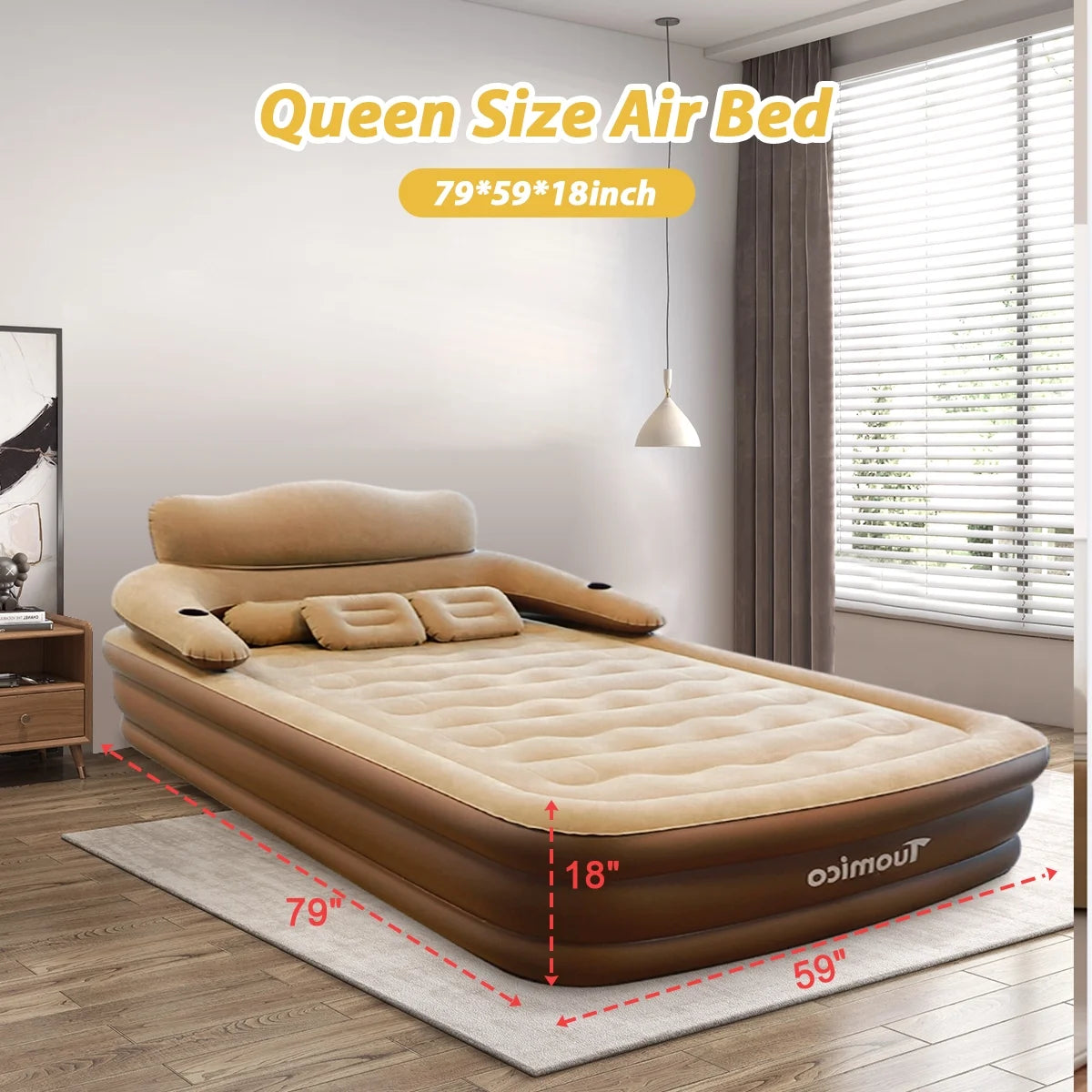 Queen 18 inch Air Mattress with Built-in Pump E8482
