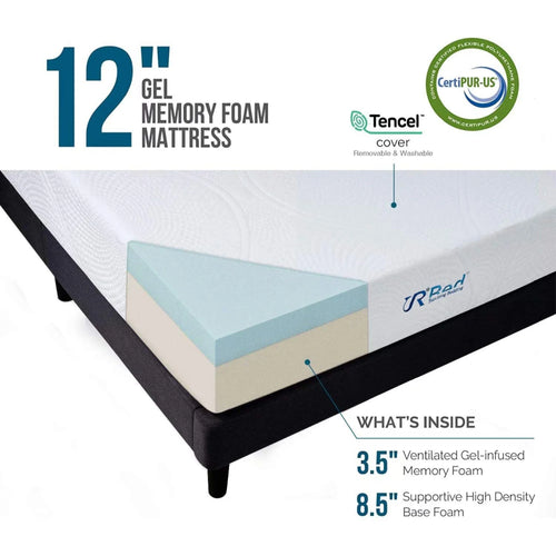 12 Gel Memory Foam Mattress Queen Size G674