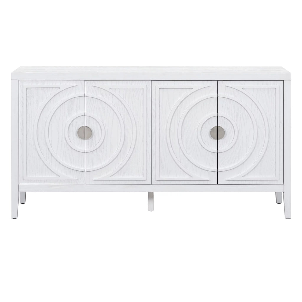 White 4 Door Wooden Accent Cabinet with Adjustable Shelves N77618
