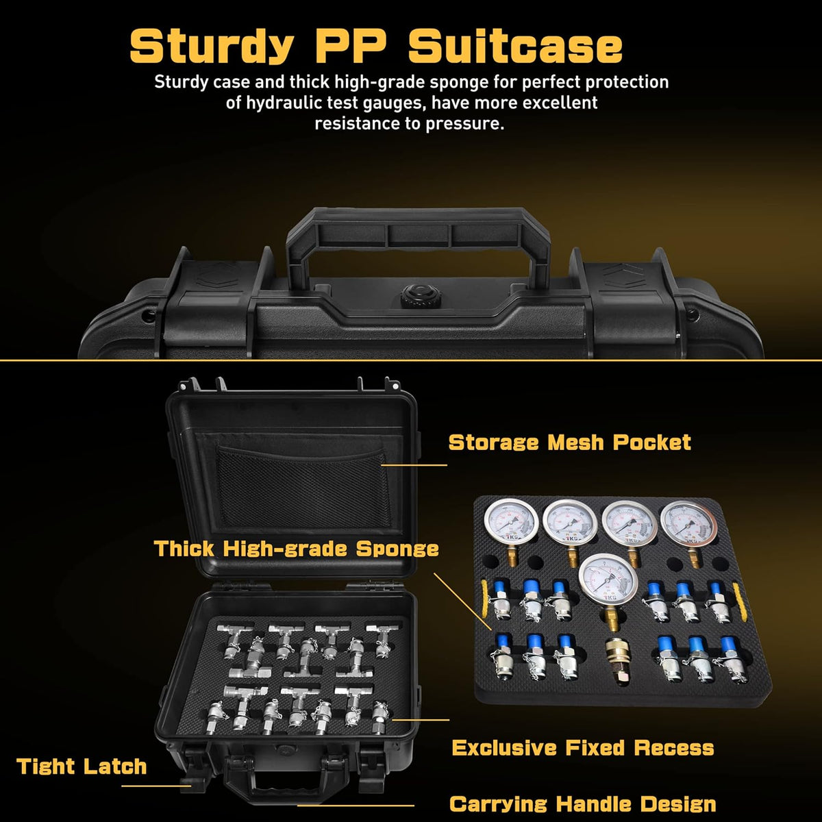 Hydraulic Pressure Test Kit with 5 Gauges & 14 Tee Connectors A661323