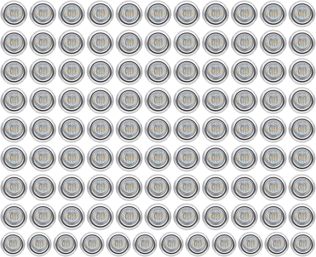 3/4 Inch Round Amber LED Side Marker Lights 100 Pack Q66853