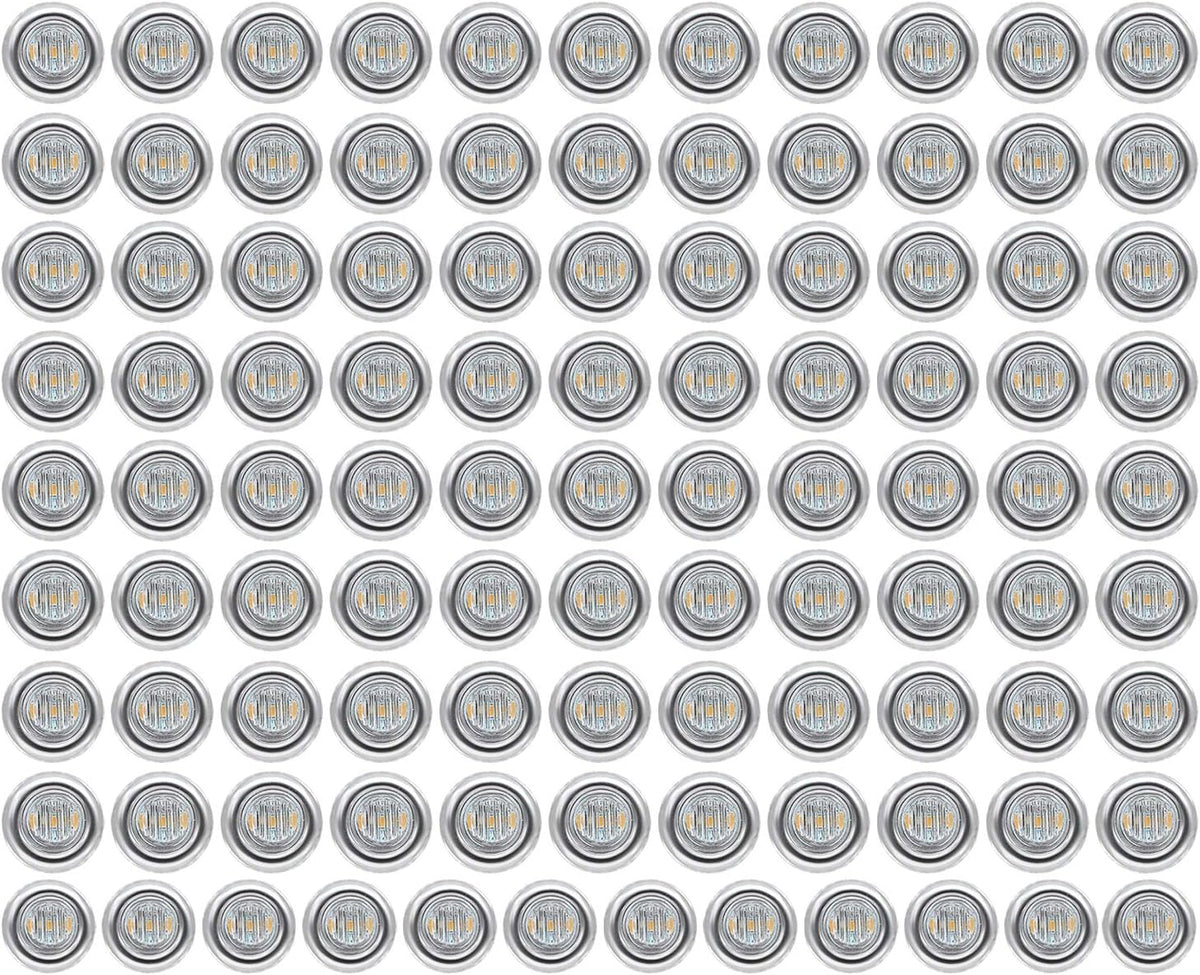 3/4 Inch Round Amber LED Side Marker Lights 100 Pack Q66853