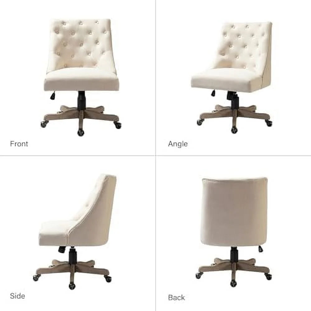 Beige Tufted Upholstered Armless Office Chair X81944