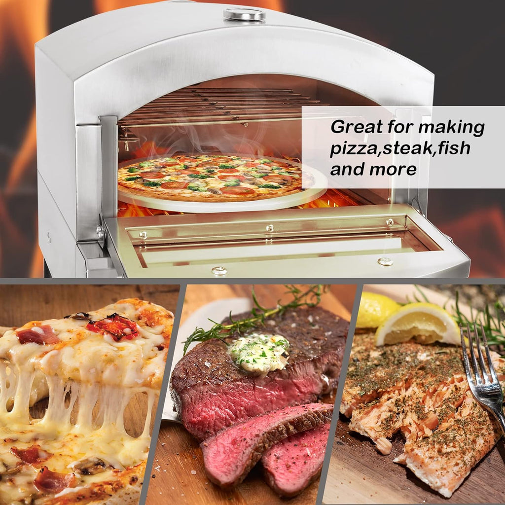 Portable Propane Outdoor Pizza Oven with 14in Pizza Stone W53359