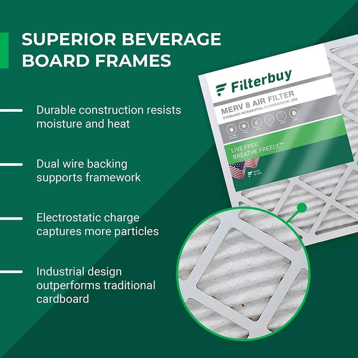 20x25x5 MERV 8 Pleated HVAC Air Filters (3-Pack) K2643