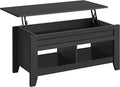Black Wood Lift Up Coffee Table with Hidden Storage and 2 Open Shelves P1042