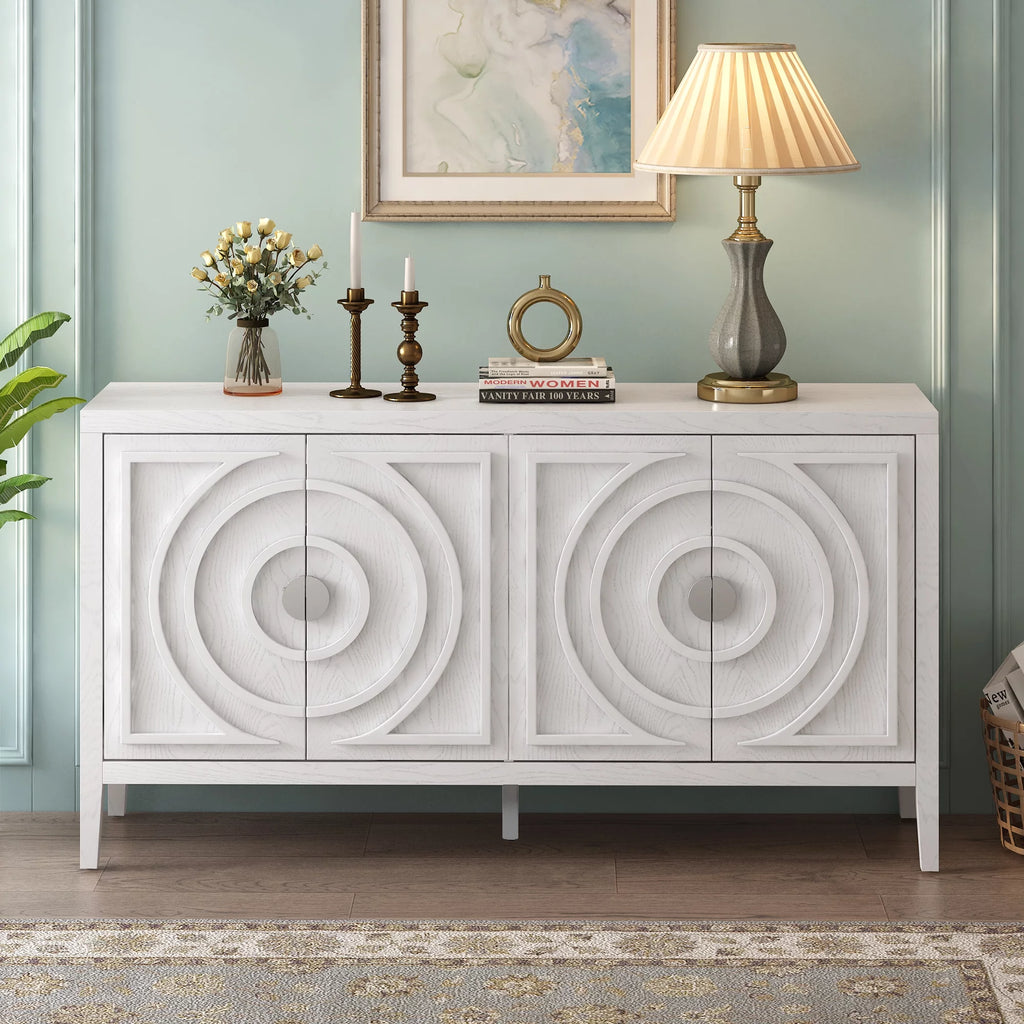 White 4 Door Wooden Accent Cabinet with Adjustable Shelves N77618