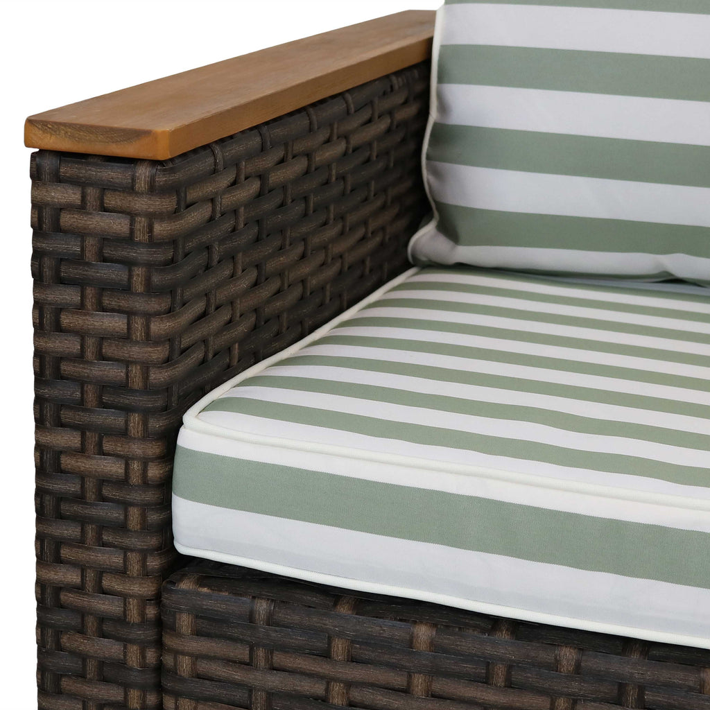 Rattan and Acacia Wood 4pc Patio Conversation Furniture Set with Cushions J533738