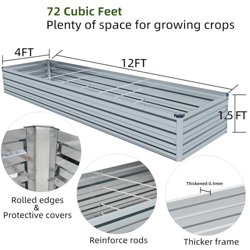 2 Pack 6x3x1FT Galvanized Raised Garden Beds C475