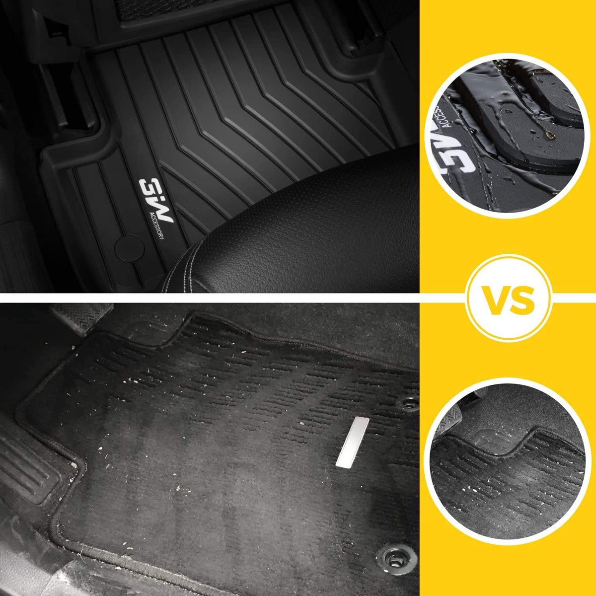 TPE All Weather Custom Fit Floor Mats Black Full Set Q1262