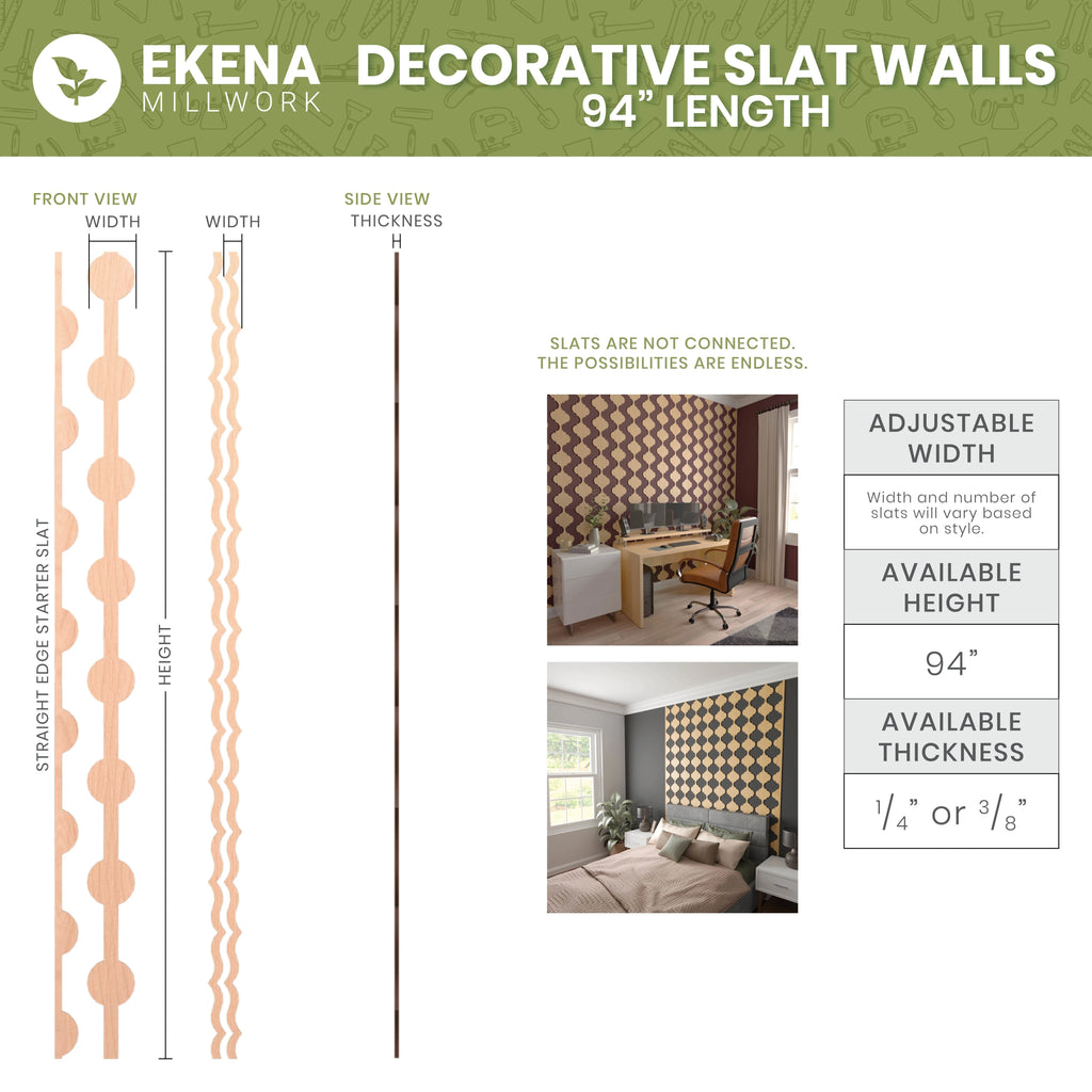 Adjustable Wood Decorative Slat Wall Panel Kit Q49115