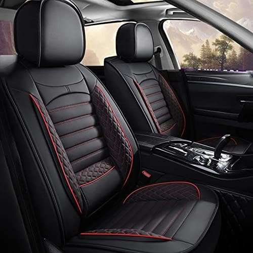 Custom Fit Car Seat Covers Full Set 5 Seats Waterproof Faux Leather Black Y47604
