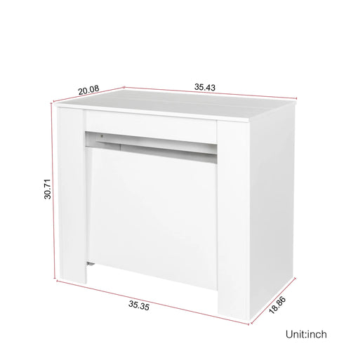 2 in 1 Extendable Console Table Dining Table for 4-8 People White H441