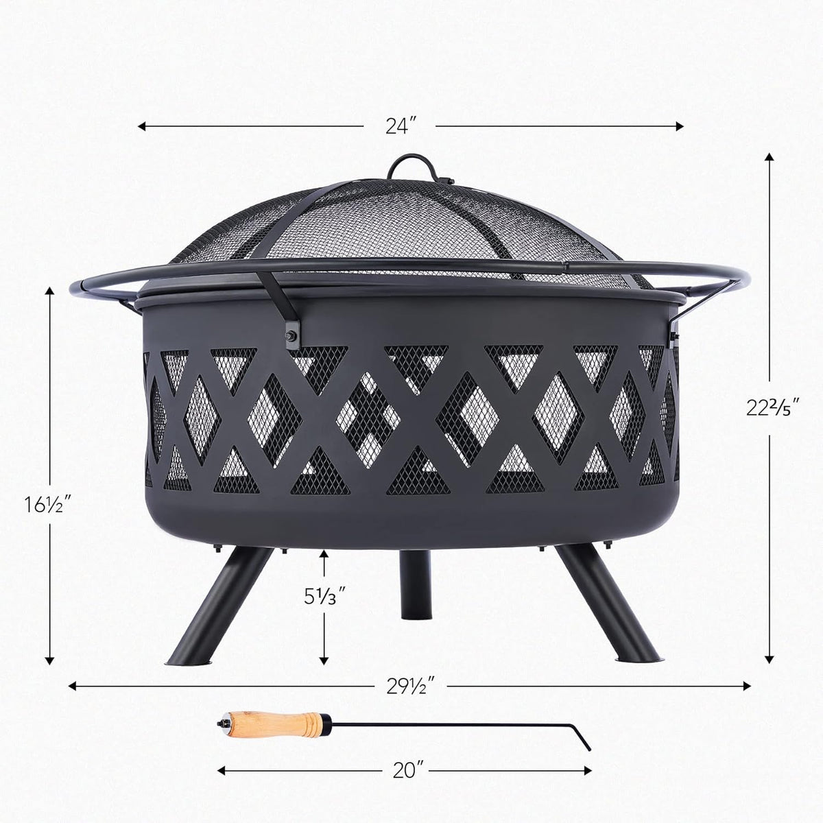 30-Inch Round Wood Burning Fire Pit with BBQ Grill Z5887