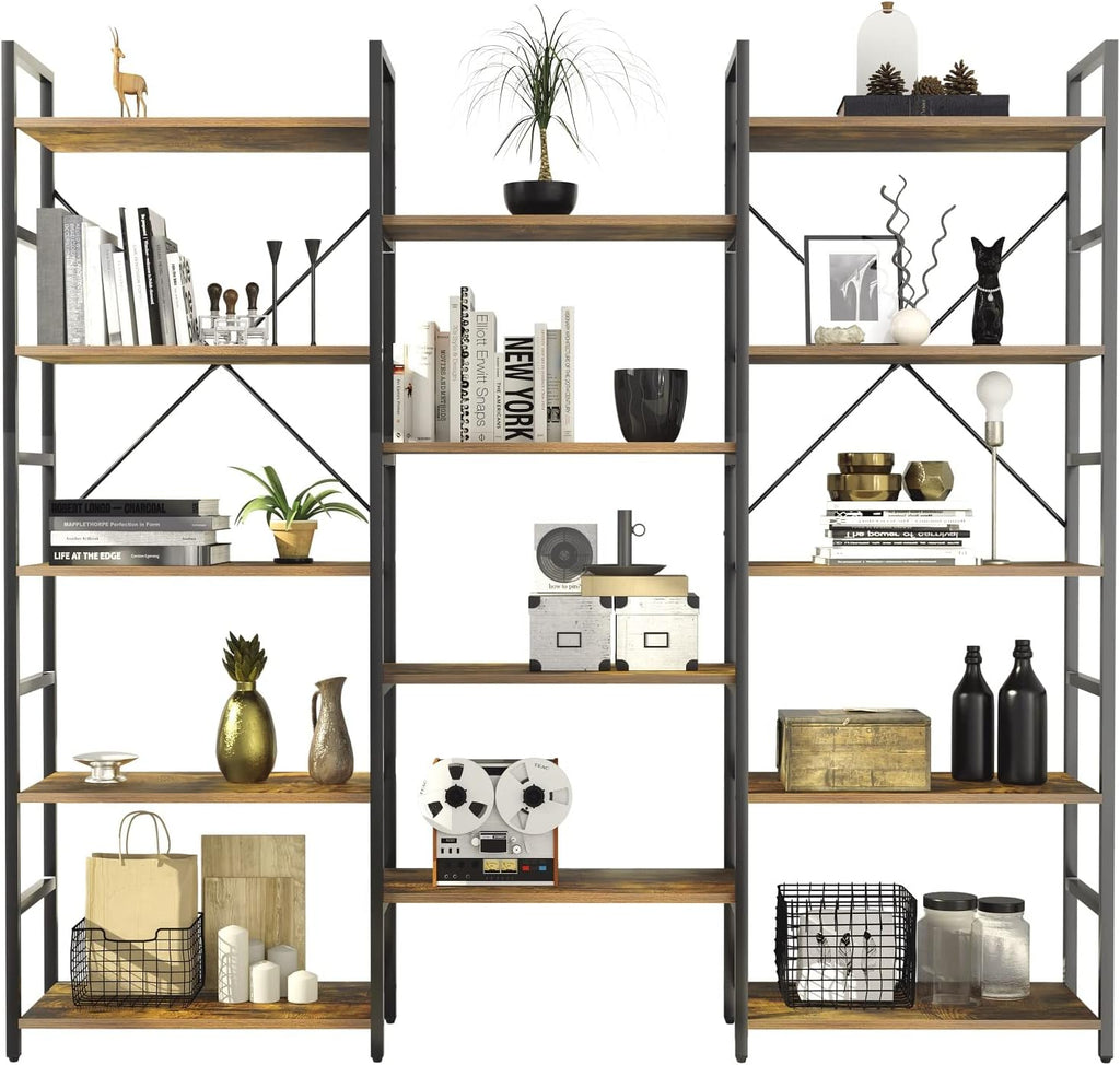 5-Tier Wood and Metal Bookshelf with Cabinet Z6493