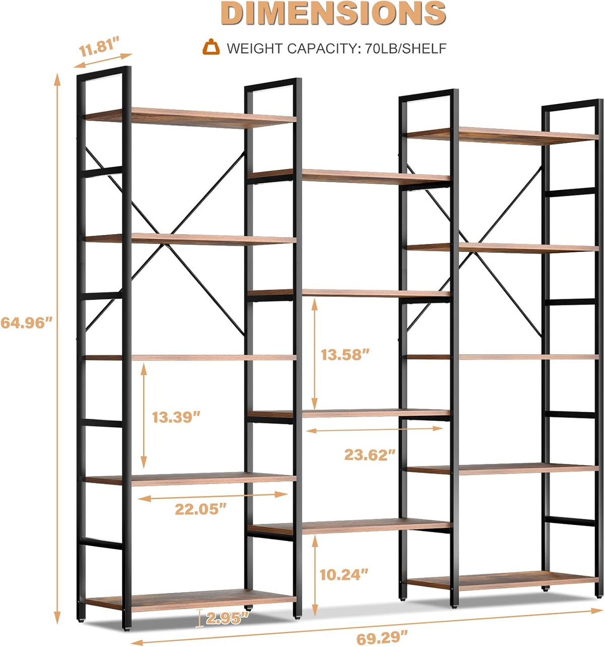 5-Tier Wood and Metal Bookshelf with Cabinet Z6493