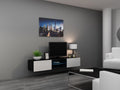 Black White Glass TV Stand with LED V60179
