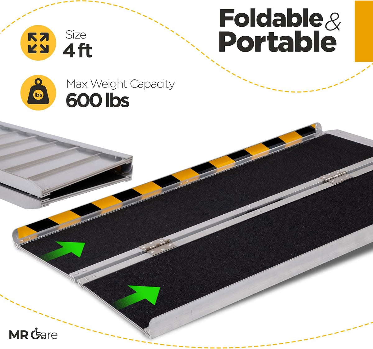 Portable Lightweight Foldable Wheelchair Ramp with Handle 4FT H259