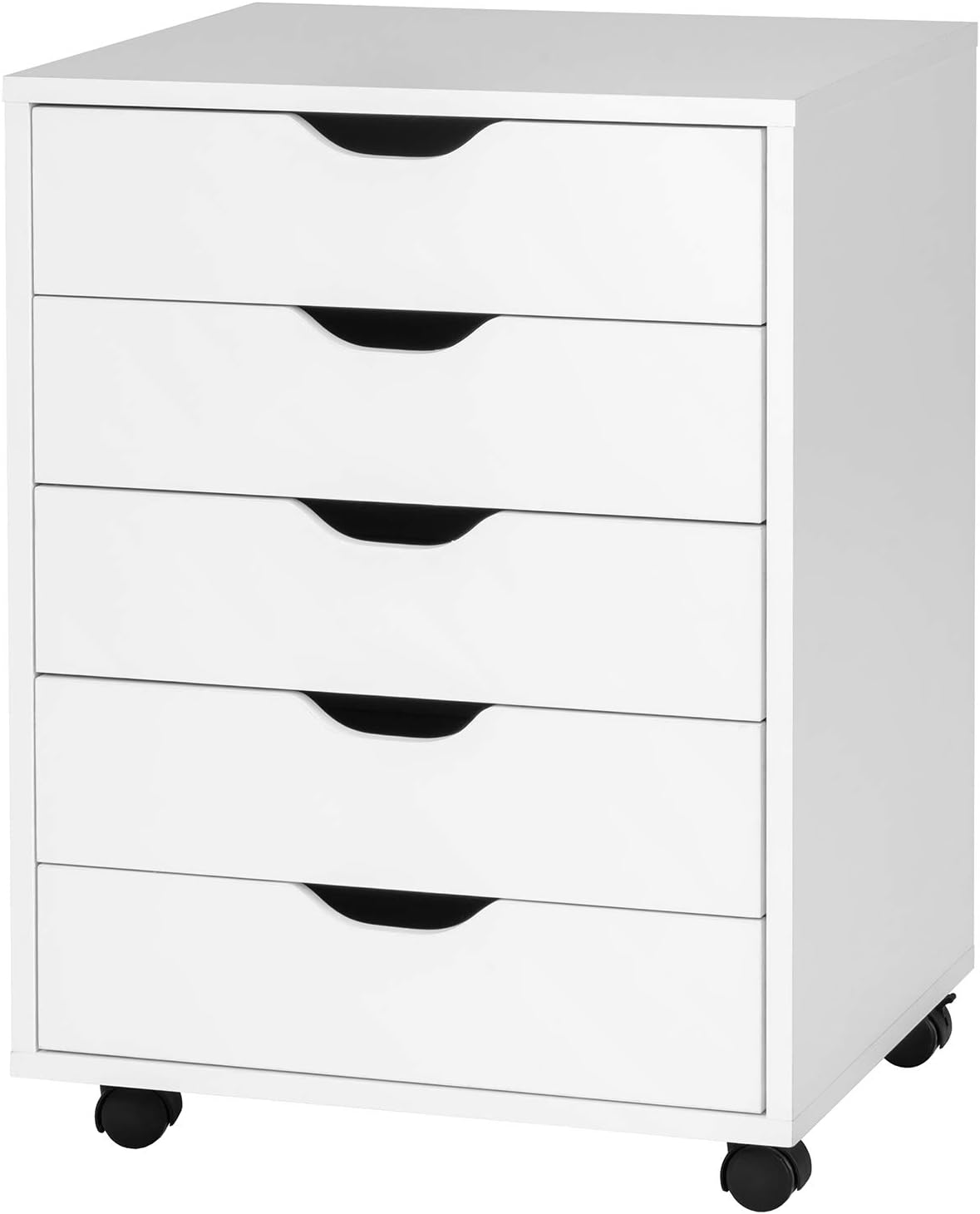 White 5 Drawer Mobile Filing Cabinet with Side Cabinet D948