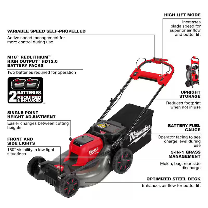 Brushless Cordless 21 in. Walk Behind Self-Propelled Mower with Battery, Charger & Blower N77275