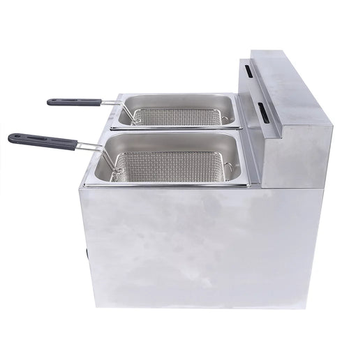 12L Stainless Steel Deep Fryer with 2 Basket and 2 Lid J87643