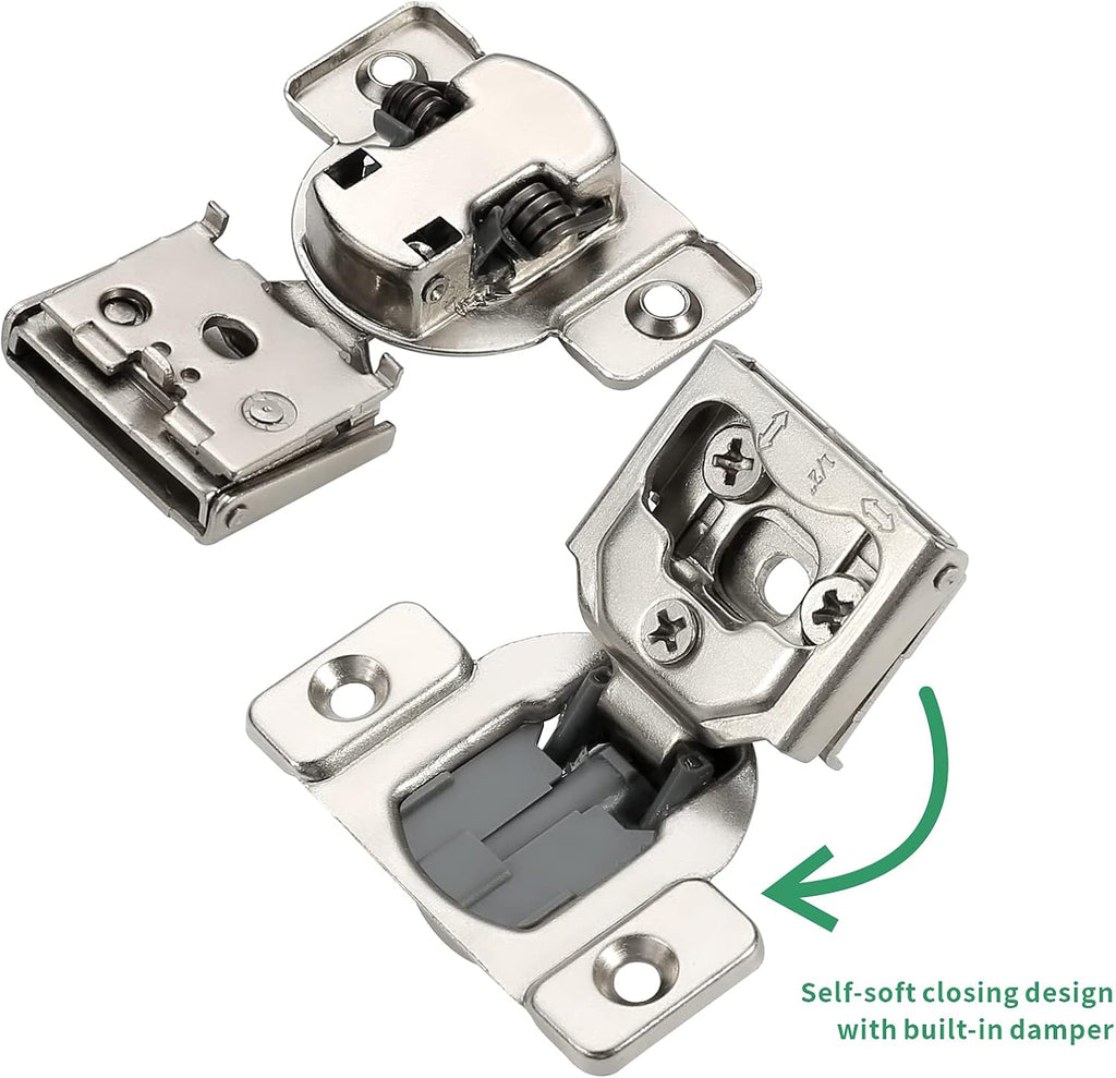 10 Pack 1/2 Inch Soft Close Cabinet Hinges Nickel Plated with Screws T922799