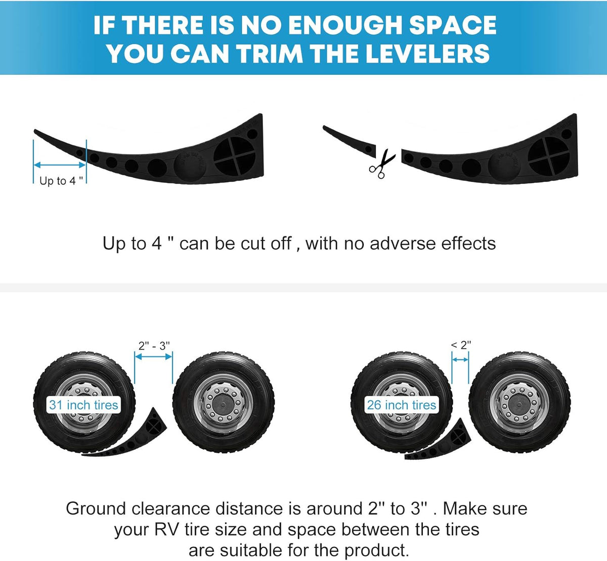 Camper Leveler Kit with Wheel Chocks and Anti-Slip Mats, 2 Packs B646