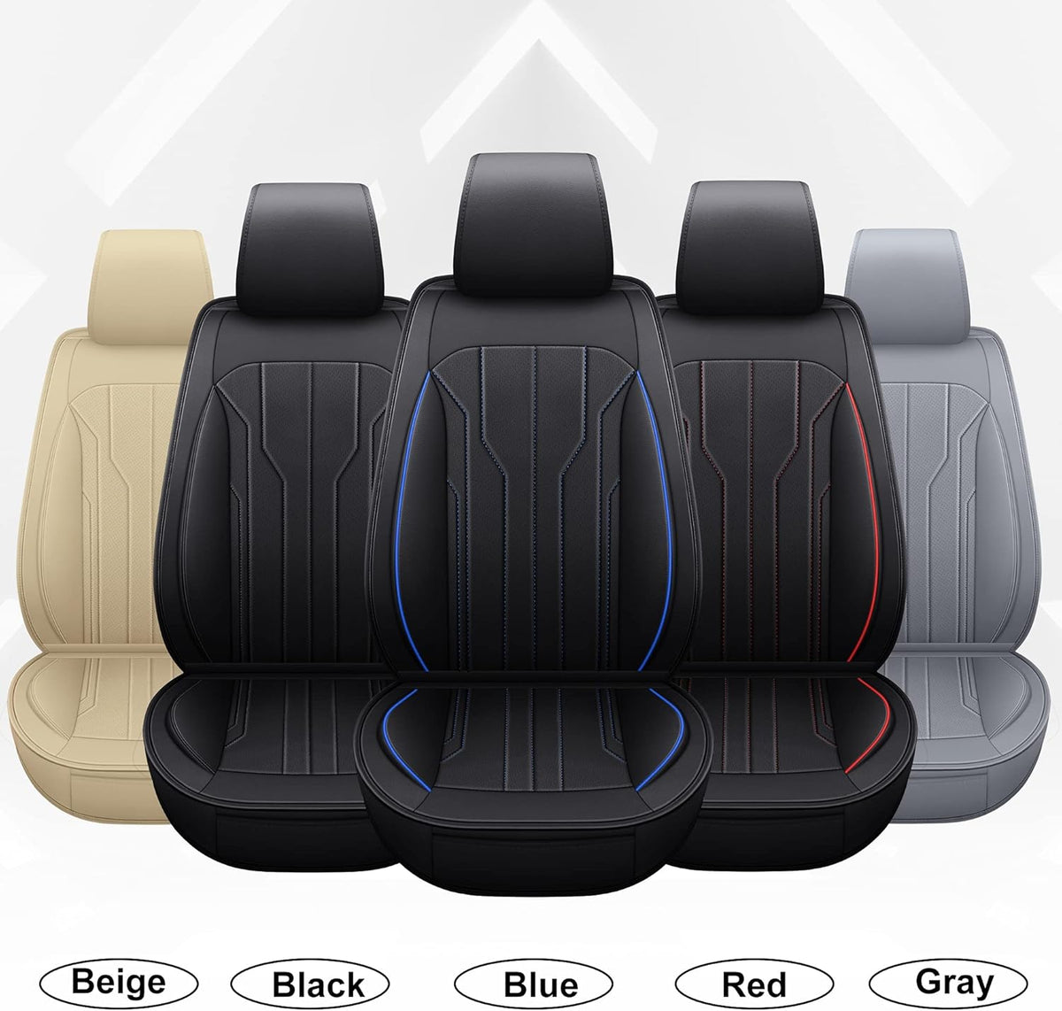 Leather Car Seat Covers Front Pair Black Blue J840