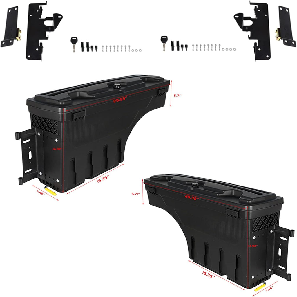 Truck Bed Wheel Well Storage Case Tool Box Left Driver Side + Right Passenger Side W/Lock & Keys O42522
