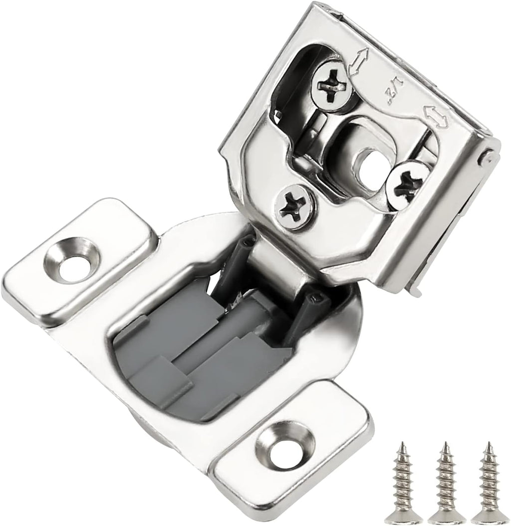 10 Pack 1/2 Inch Soft Close Cabinet Hinges Nickel Plated with Screws T922799