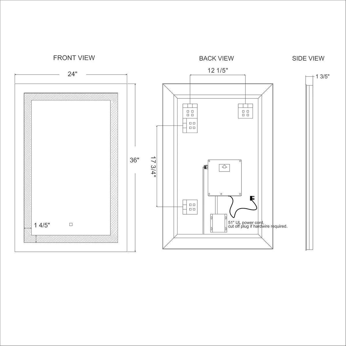 24x36 Inch LED Lighted Bathroom Mirror Wall Mounted R467339