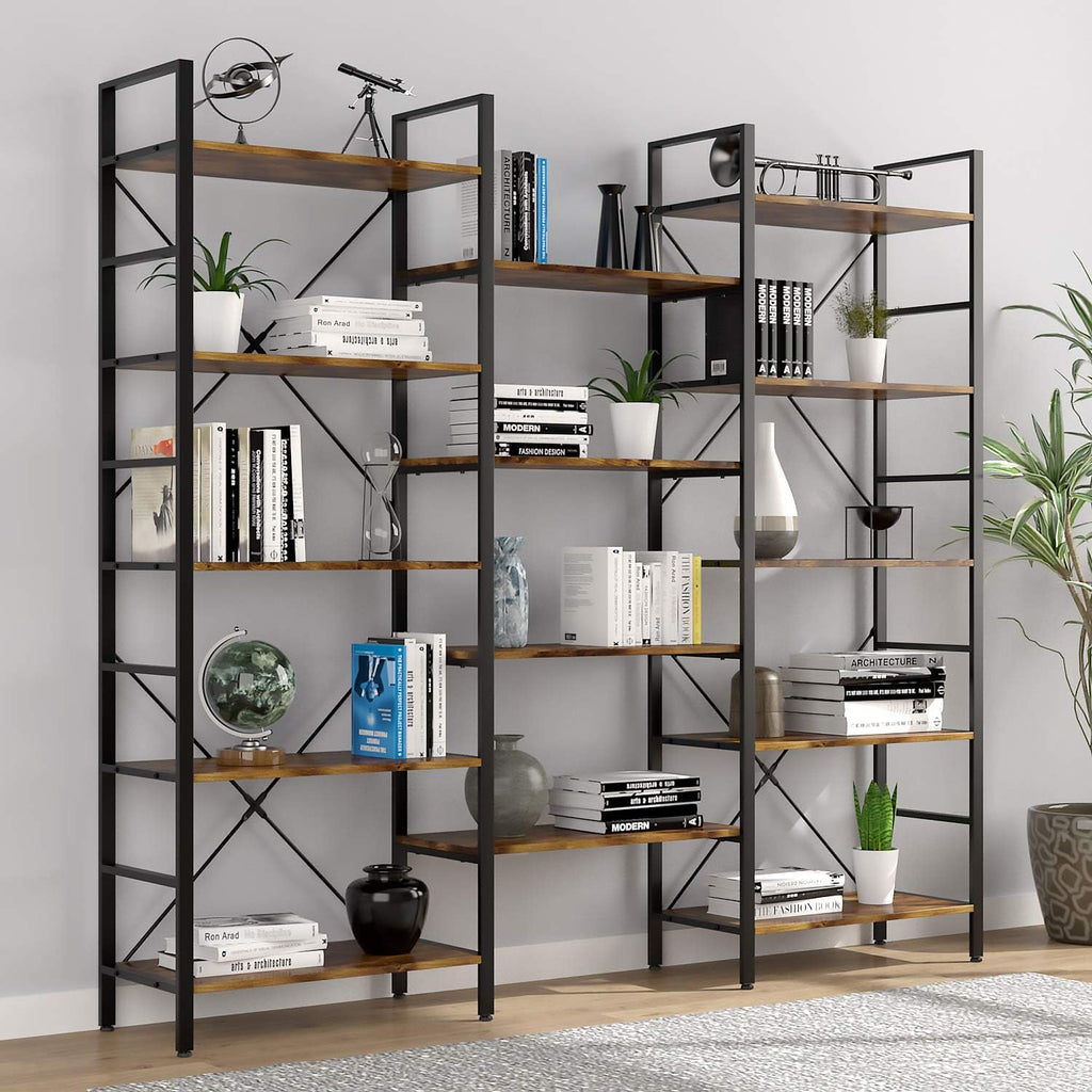 5-Tier Wood and Metal Bookshelf with Cabinet Z6493